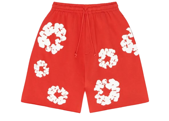 SHORT ROUGE "DENIM TEARS"