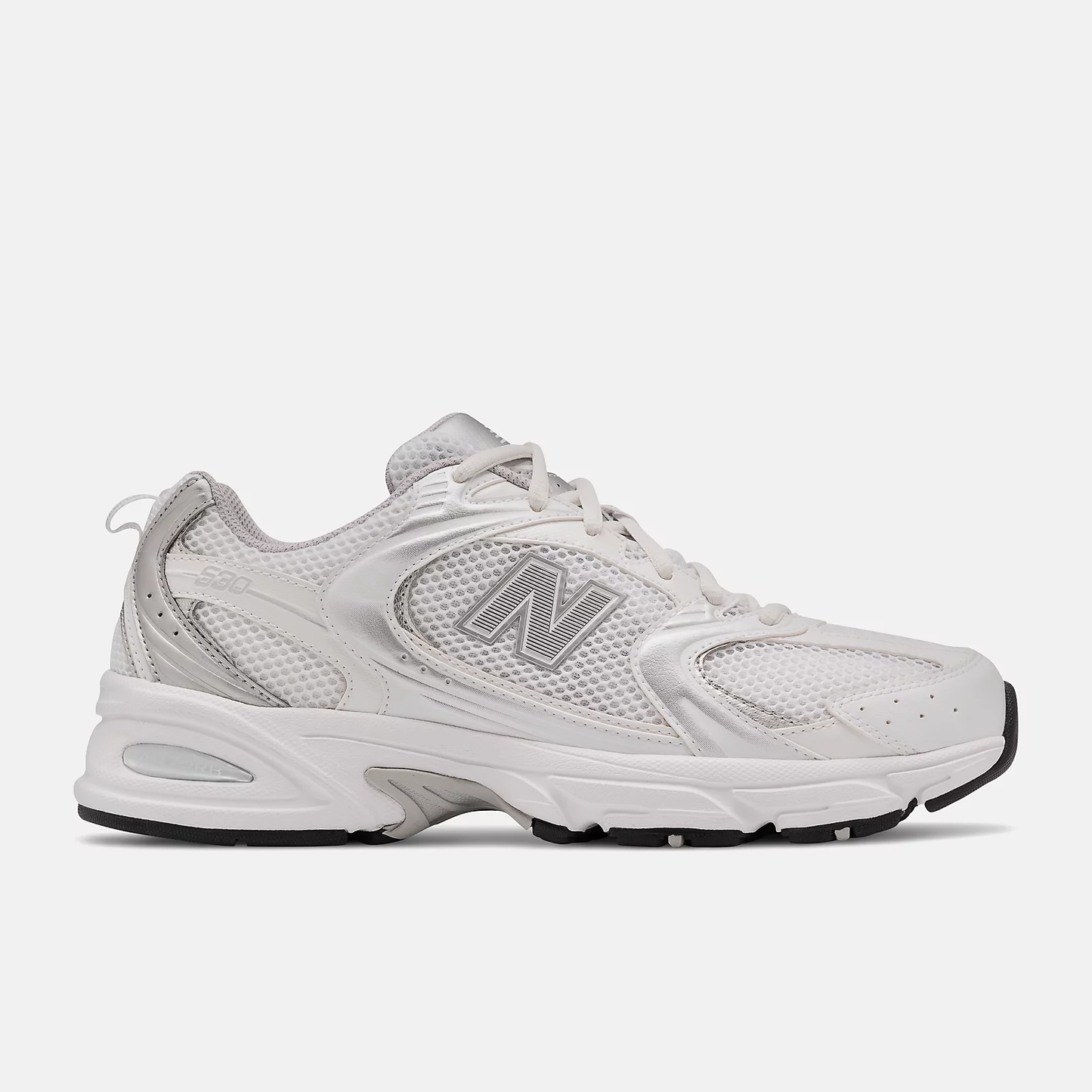 NEW BALANCE 530 - BLANC AVEC REFLETS ARGENTÉS