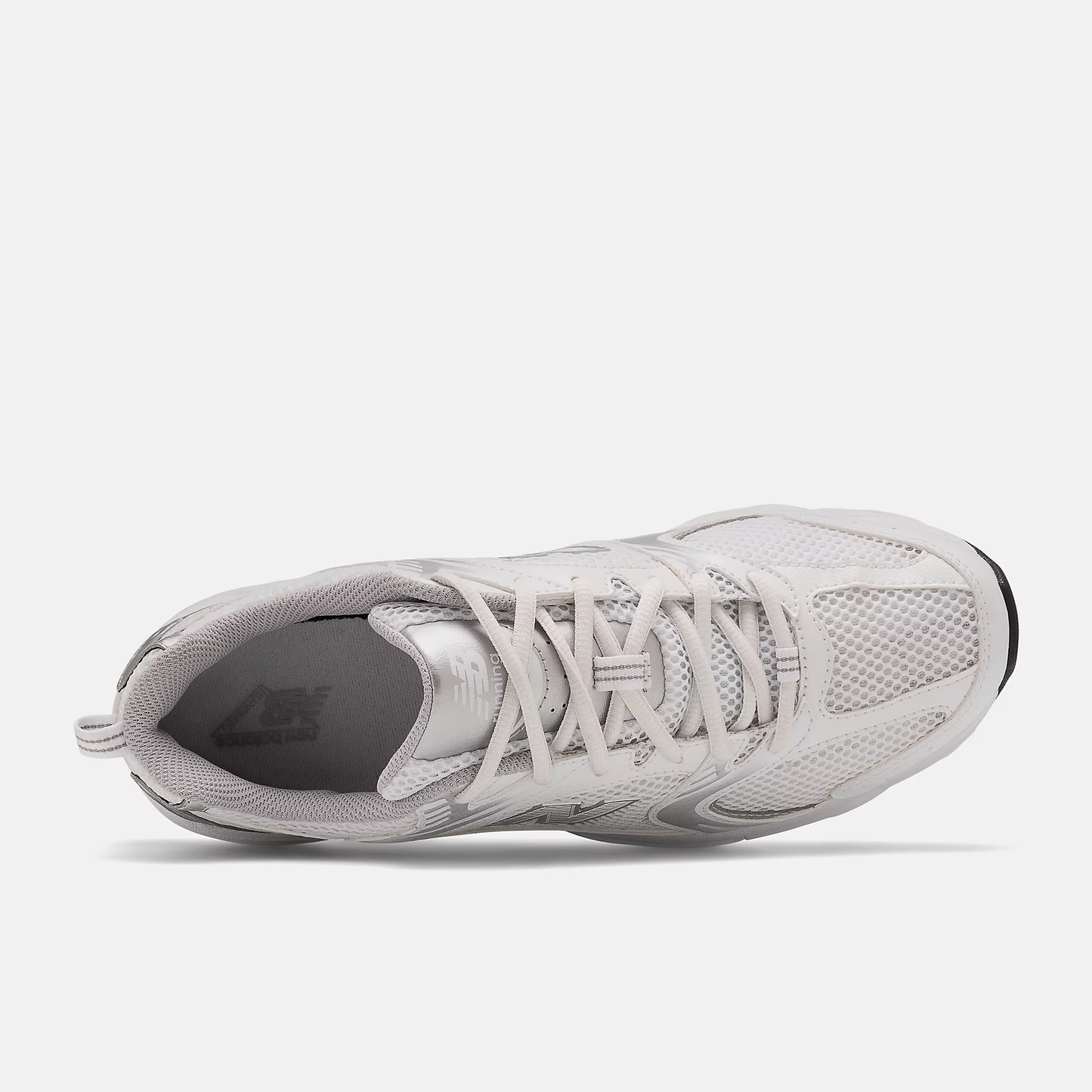 NEW BALANCE 530 - BLANC AVEC REFLETS ARGENTÉS